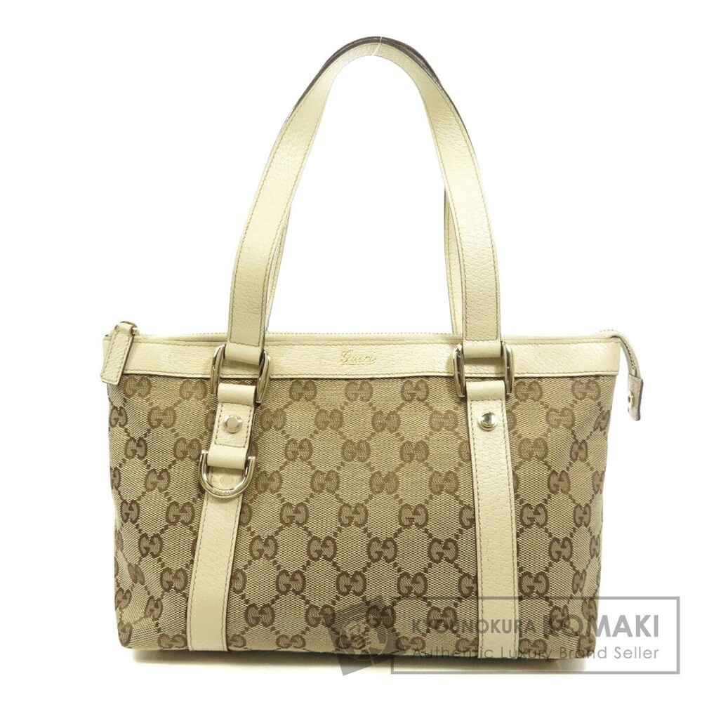 Gucci GG Canvas Abbey Tote Bag beige brown monogram GG cream leather